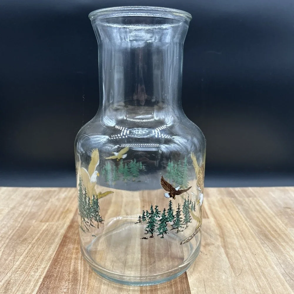 Vintage Glass Juice Pitcher Carafe Eagle Design Canada Sunoco Gas Premium